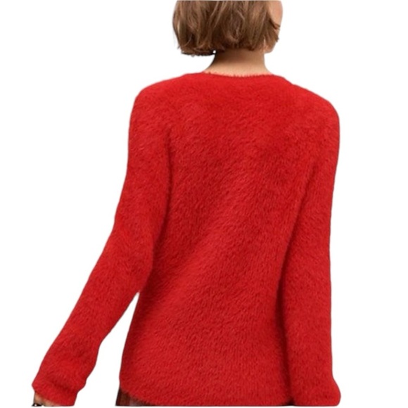 kate spade cortland mainline crewneck sweater Red XS fuzzy holidays Christmas - Picture 3 of 15